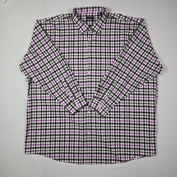Shaq Brand Big Fit Button-Up Shirt XLG Plaid Cooling Stretch Smart Business - Picture 4 of 12